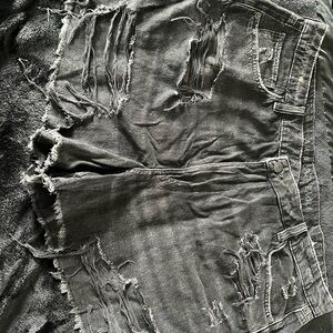 American Eagle Distressed Black Denim Shorts